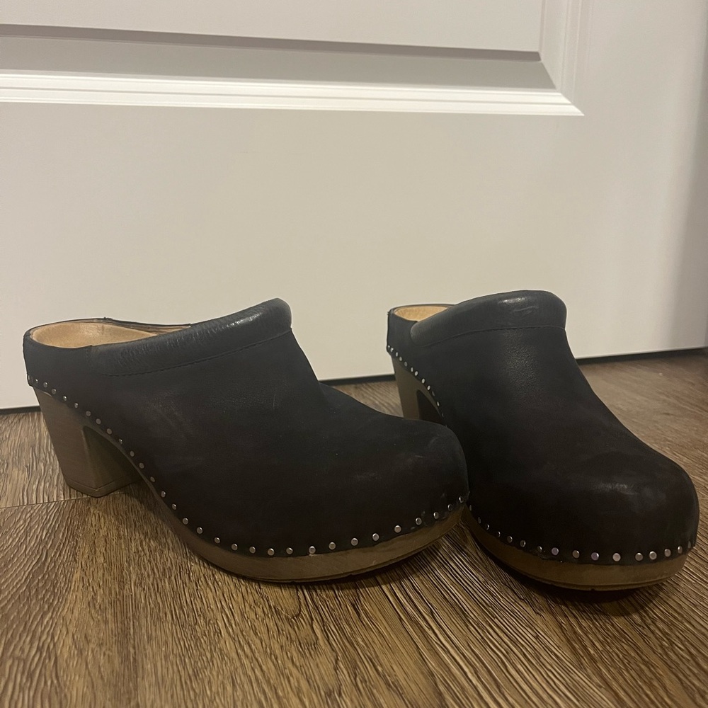 Dansko Black Mules with Silver Studs